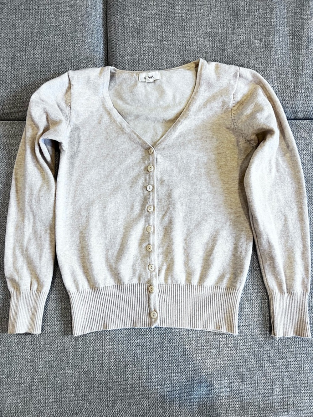 debut Light Beige V-Neck Button-Front Cardigan
